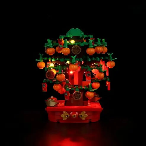 LEGO 40648 Money Tree Mirror Acrylic Display Case with Ring Light & UV-Printed Background - Dustproof Showcase