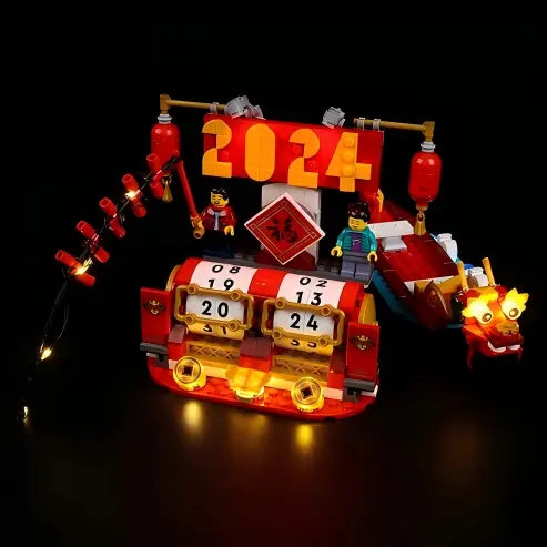 LEGO 40678 Vitrine de Calendário de Festival com Espelho Acrílico com Luz de Anel e Fundo Impresso em UV - Expositor à Prova de Poeira