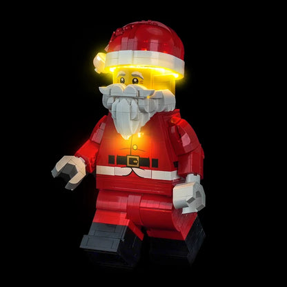 LEGO 40820 سانتا ميني فيغير موسع مع مرآة وعلبة عرض أكريليك مع ضوء حلقي وخلفية مطبوعة بالأشعة فوق البنفسجية - عرض مقاوم للغبار
