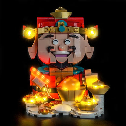 LEGO 40864 Fortune Master Mirror Acrylic Display Case with Ring Light & UV-Printed Background - Dustproof Showcase