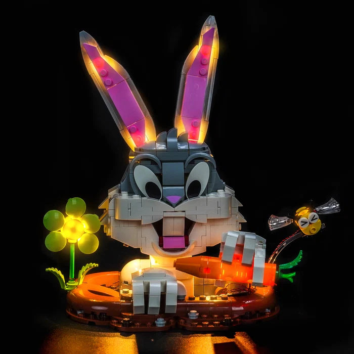 LEGO 40920 Bugs Bunny Mirror Acrylic Display Case with Ring Light & UV-Printed Background - Dustproof Showcase
