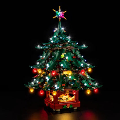 LEGO 41843 Family Christmas Tree Specchio Teca Espositiva in Acrilico con Luce ad Anello e Sfondo Stampato UV - Vetrina Antipolvere