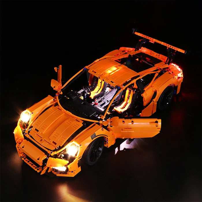 LEGO 42056 بورش 911 GT3 RS حافظة عرض أكريليك مع إضاءة حلقية وخلفية مطبوعة بالأشعة فوق البنفسجية - صندوق عرض مقاوم للغبار