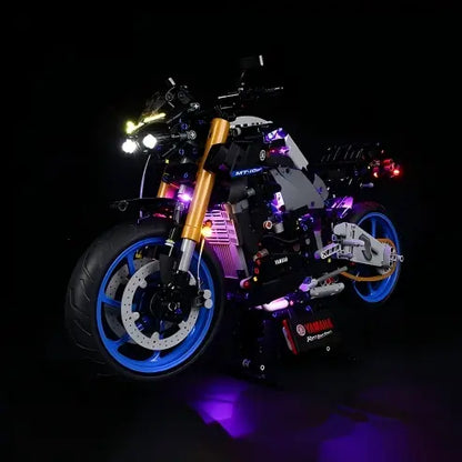 LEGO 42159 Yamaha MT-10 SP Spiegel Acryl Displaykast met Ringlicht & UV-bedrukte Achtergrond - Stofvrije Vitrine