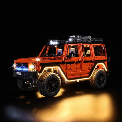 LEGO 42177 Mercedes-Benz G 500 PROFESSIONAL Line Vitrine aus Acryl mit Ringlicht & UV-bedrucktem Hintergrund – Staubdichte Ausstellungsbox