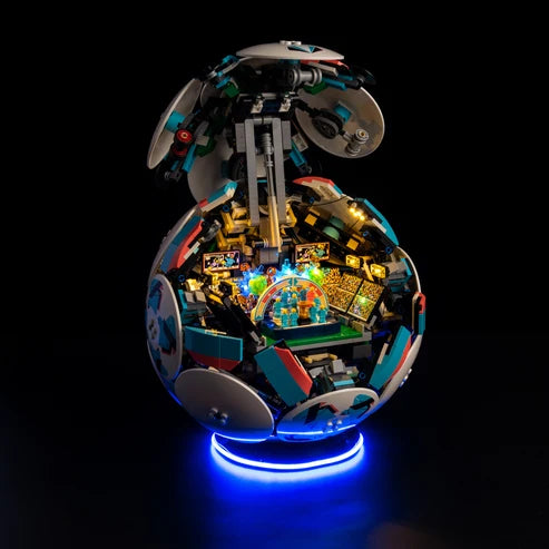 LEGO 43019 Soccer Ball Mirror Acrylic Display Case with Ring Light & UV-Printed Background - Dustproof Showcase