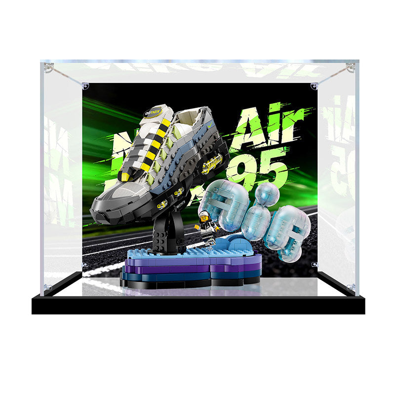 Acrylic Display Case for LEGO 43025 Nike Air Max 95, with Themed Printed Background & Dustproof Box