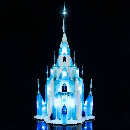 LEGO 43197 The Ice Castle Spiegel Acryl Vitrine mit Ringlicht & UV-bedrucktem Hintergrund - Staubdichte Ausstellung