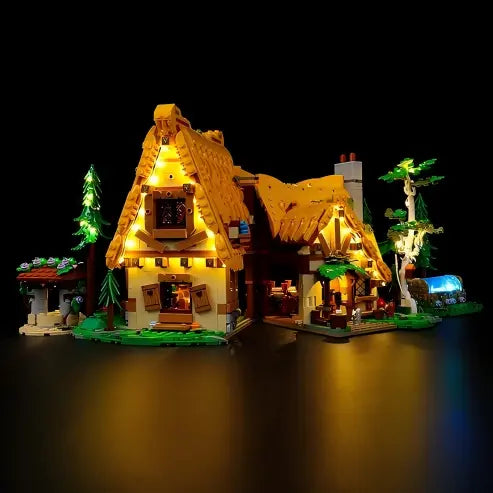 LEGO 43242 Espelho da Casa da Branca de Neve e os Sete Anões Caixa de Exibição Acrílica com Luz de Anel e Fundo Impresso em UV - Vitrine à Prova de Poeira
