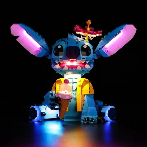 LEGO 43249 Stitch Mirror Acrylic Display Case with Ring Light & UV-Printed Background - Dustproof Showcase