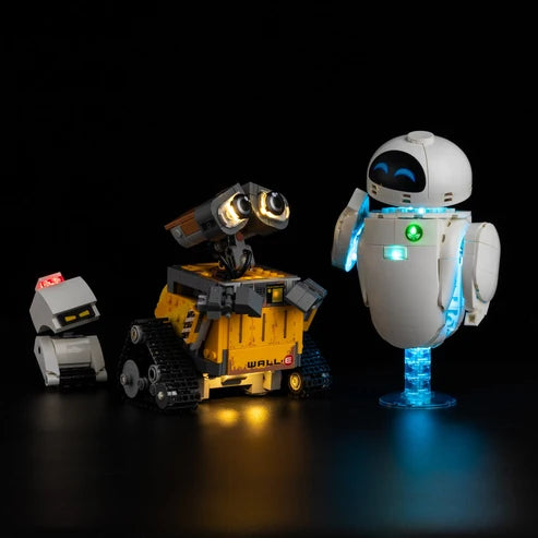 LEGO 43279 WALL-E e EVE Vetrina Acrilica a Specchio con Luce ad Anello e Sfondo Stampato UV - Espositore Antipolvere