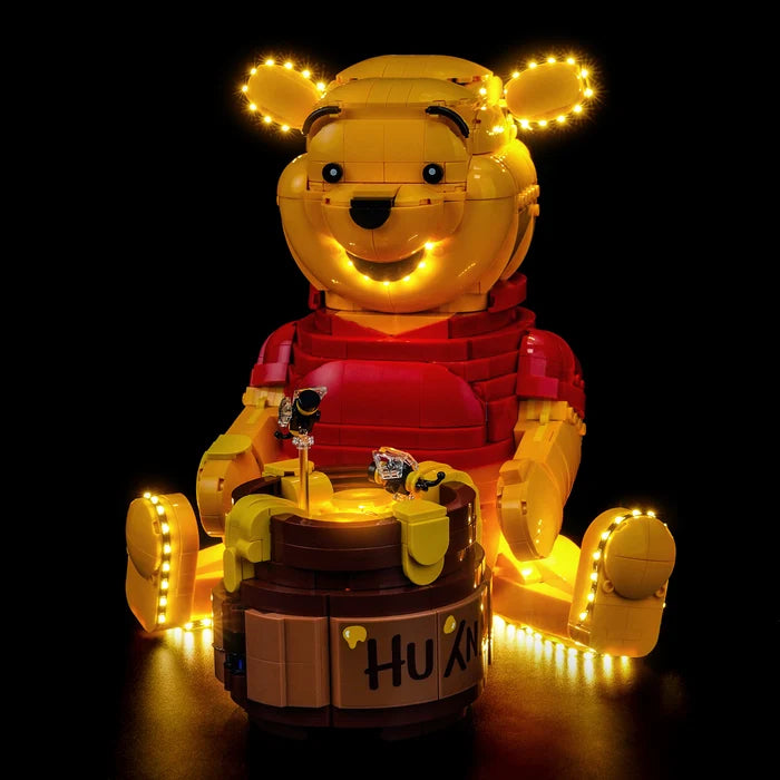 LEGO 43300 Espelho do Ursinho Pooh com Estojo de Exibição em Acrílico com Anel de Luz e Fundo Impresso em UV - Vitrine à Prova de Poeira