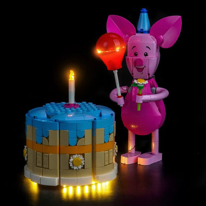 LEGO 43305 Piglet's Birthday Fun Specchio Acrilico con Luce ad Anello e Sfondo Stampato UV - Vetrina Antipolvere