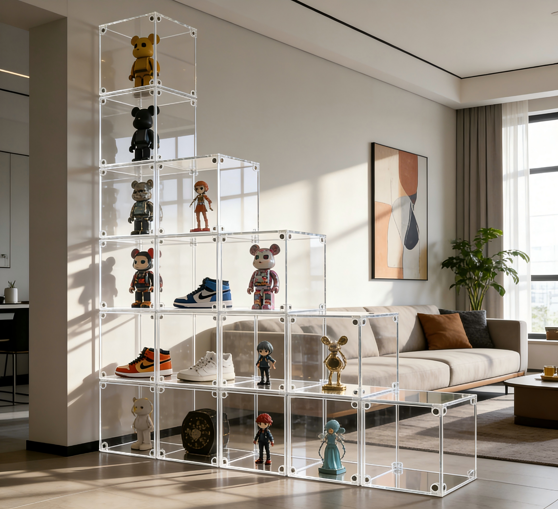 Scoparius® Modular Clear Acrylic Display Case - Dustproof Cube for Collectibles Magnetic door closure (Multiple Sizes) - Scoparius case