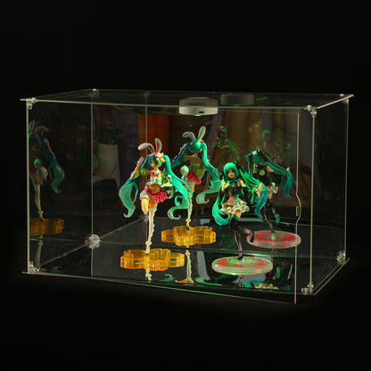 Premium 360° All-Clear Acrylic Display Case - 3mm Thick Transparent Box, Seamless Front-Opening Door, Dust-Proof for Collectibles (Up to 50cm)