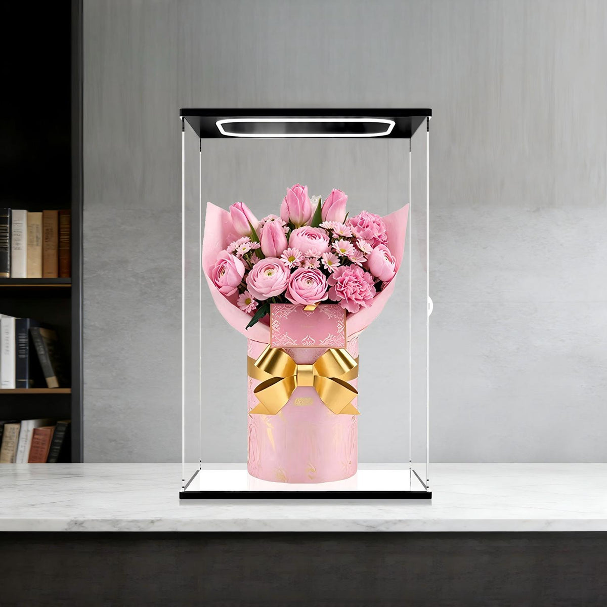 LEGO 10374 Bouquet of Pink Roses Mirror Display Case with Ring Light