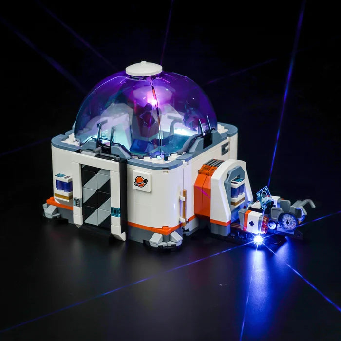 LEGO 60439 Space Science Lab Mirror Acrylic Display Case with Ring Light & UV-Printed Background - Dustproof Showcase