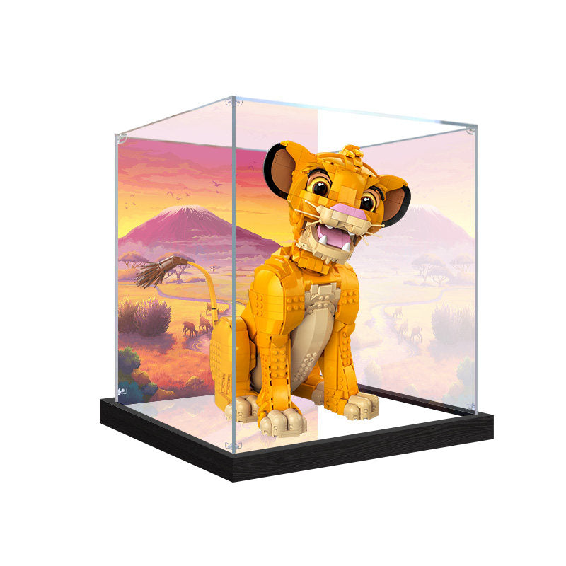 LEGO 43247 Young Simba the Lion King Mirror Display Case with UV-Printed Themed Background