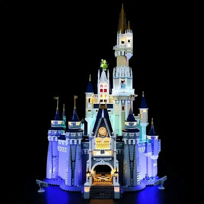 LEGO 71040 迪士尼城堡亚克力展示盒，带环形灯和UV印刷背景 - 防尘展示柜