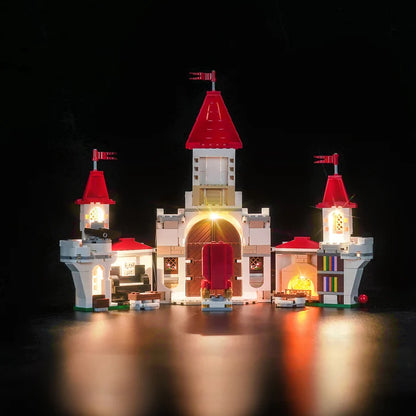 LEGO 71435 Battle with Roy at Peach's Castle Vetrina espositiva in acrilico a specchio con anello luminoso e sfondo stampato UV - Espositore antipolvere