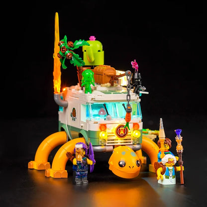LEGO 71456 Mrs. Castillo's Turtle Van Mirror Acrylic Display Case with Ring Light & UV-Printed Background - Dustproof Showcase