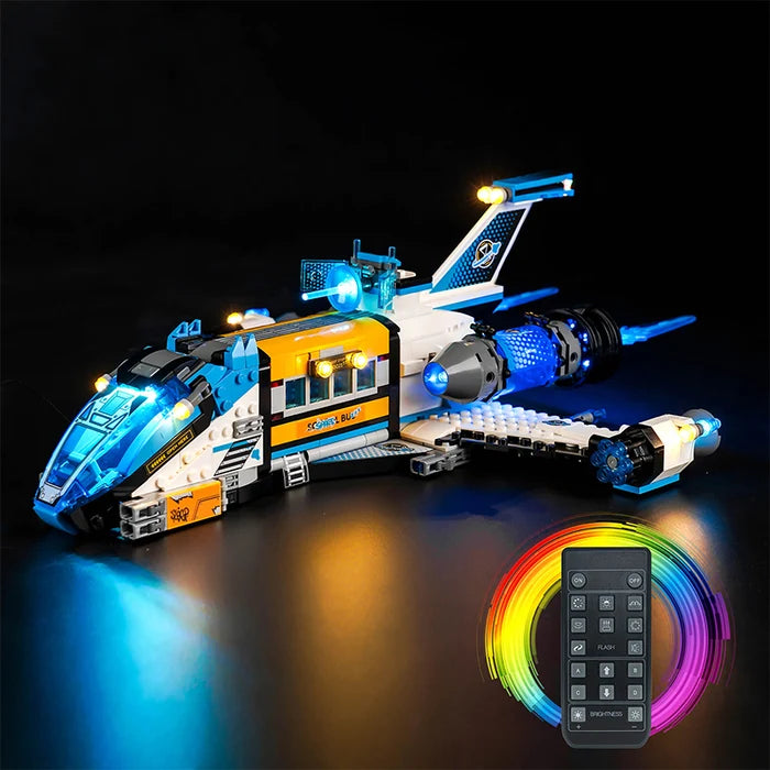 LEGO 71460 Mr. Oz's Spacebus Mirror Acrylic Display Case with Ring Light & UV-Printed Background - Dustproof Showcase