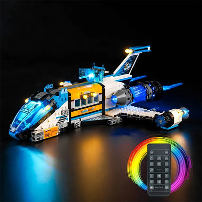 LEGO 71460 Mr. Oz's Spacebus Mirror Acrylic Display Case with Ring Light & UV-Printed Background - Dustproof Showcase
