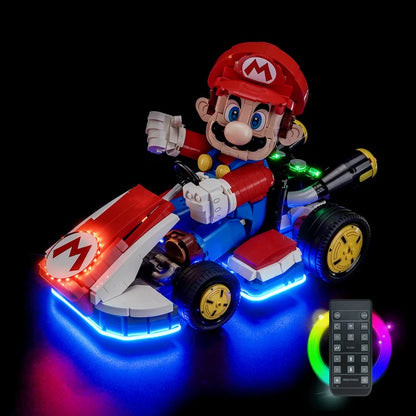 LEGO 72037 マリオカート - マリオ＆スタンダードカート ミラーアクリルディスプレイケース リングライト＆UVプリント背景付き - 防塵ショーケース