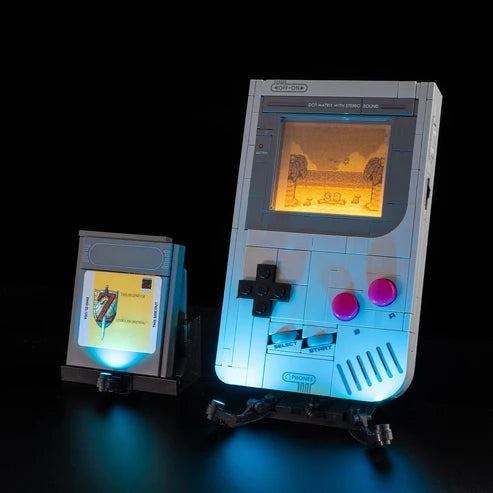 LEGO 72046 Game Boy Vetrina Acrilica a Specchio con Luce ad Anello e Sfondo Stampato UV - Espositore Antipolvere
