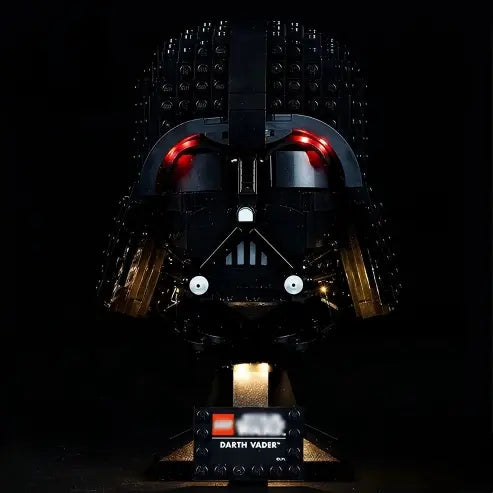 LEGO 75304 Darth Vader Helmet Mirror Acrylic Display Case with Ring Light & UV-Printed Background - Dustproof Showcase