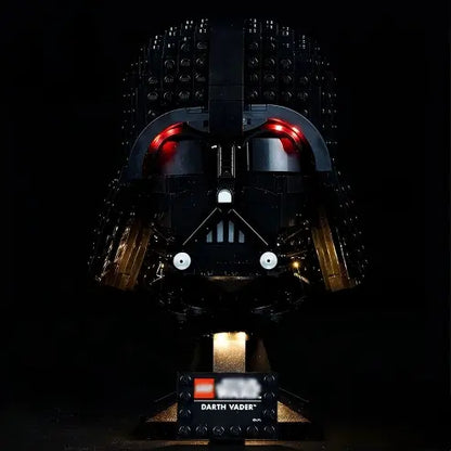 LEGO 75304 Darth Vader Helmet Mirror Acrylic Display Case with Ring Light & UV-Printed Background - Dustproof Showcase