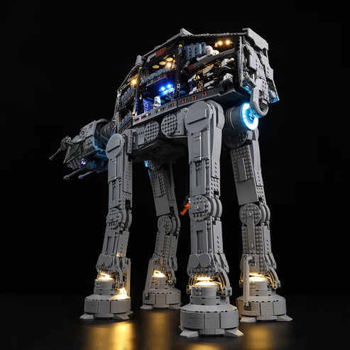 LEGO 75313 AT-AT Vetrina Acrilica con Specchio, Luce ad Anello e Sfondo Stampato UV - Espositore Antipolvere