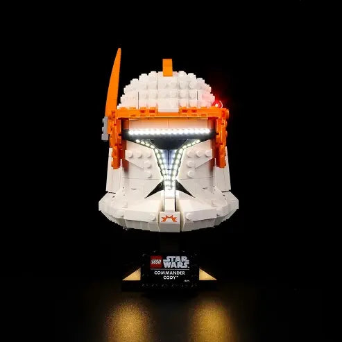 LEGO 75350 Clone Commander Cody Helm Spiegel-Acryl-Ausstellungsvitrine mit Ringlicht & UV-bedrucktem Hintergrund - Staubdichte Vitrine