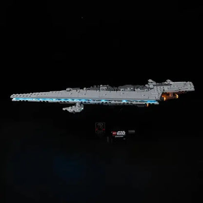 LEGO 75356 Ejecutor Super Star Destroyer Vitrina Acrílica de Espejo con Luz de Anillo y Fondo Impreso UV - Exhibidor a Prueba de Polvo