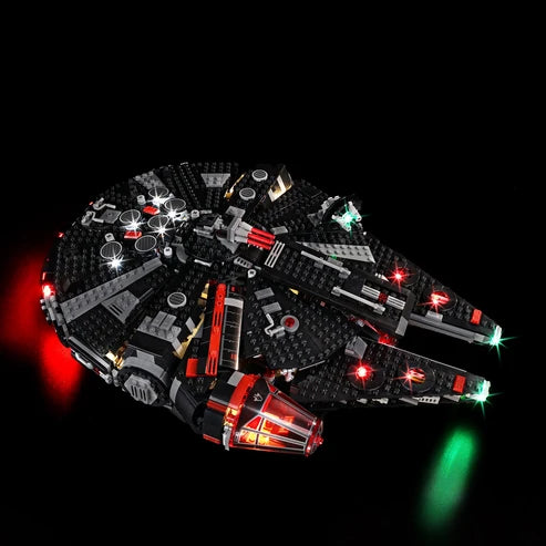 LEGO 75389 Caixa de Exibição de Acrílico com Espelho The Dark Falcon com Luz de Anel e Fundo Impresso em UV - Vitrine à Prova de Poeira