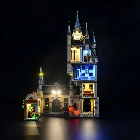 LEGO 75969 Hogwarts Astronomy Tower Mirror Acrylic Display Case with Ring Light & UV-Printed Background - Dustproof Showcase
