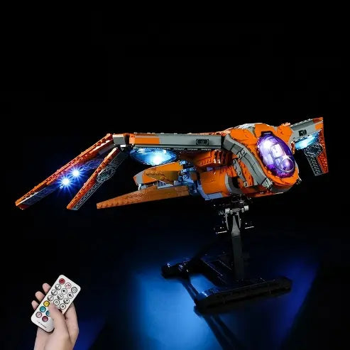 LEGO 76193 The Guardians' Ship Mirror Acrylic Display Case with Ring Light & UV-Printed Background - Dustproof Showcase