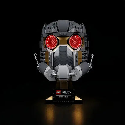LEGO 76251 Custodia Espositiva in Acrilico Specchiato per Elmo di Star-Lord con Anello Luminoso e Sfondo Stampato UV - Vetrina Antipolvere