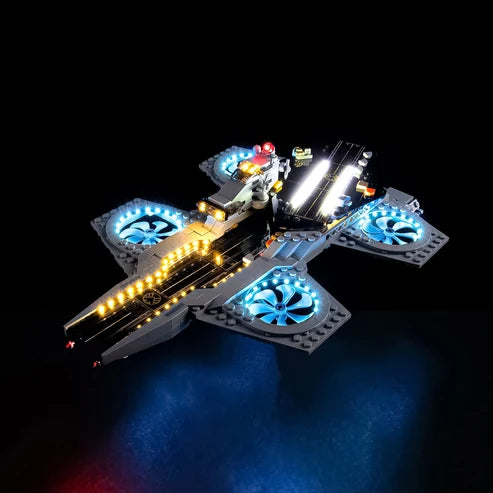 LEGO 76295 The Avengers Helicarrier Mirror Acrylic Display Case with Ring Light & UV-Printed Background - Dustproof Showcase