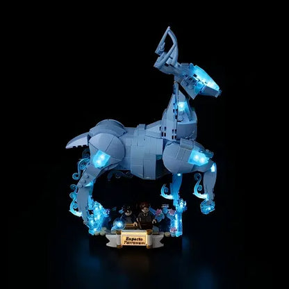 LEGO 76414 Expecto Patronum Mirror Acrylic Display Case with Ring Light & UV-Printed Background - Dustproof Showcase