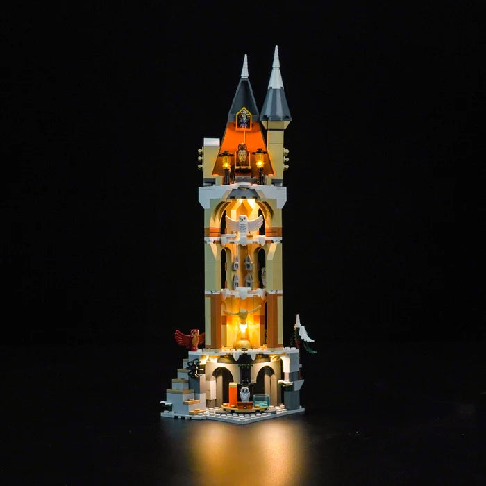 LEGO 76430 霍格沃茨猫头鹰棚屋亚克力展示盒，带环形灯和UV印刷背景 - 防尘展示柜