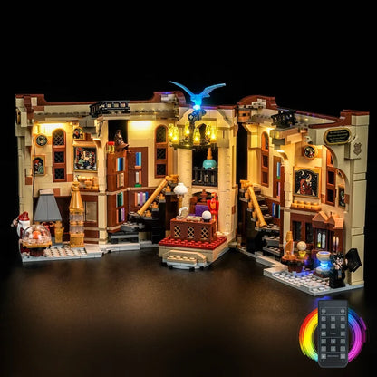 LEGO 76478 Harry Potter Book Nook: Dumbledore's Office Mirror Acrylic Display Case with Ring Light & UV-Printed Background - Dustproof Showcase