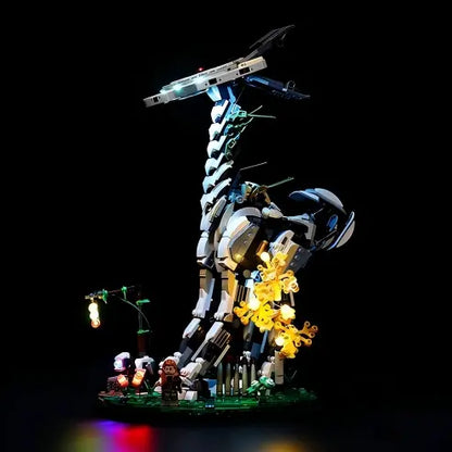 LEGO 76989 Horizon Forbidden West: Tallneck Mirror Acrylic Display Case with Ring Light & UV-Printed Background - Dustproof Showcase