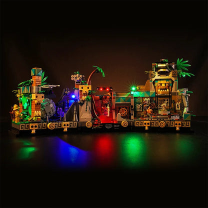 LEGO 77015 Temple de l'Idole d'Or Coffret de Présentation en Acrylique Miroir avec Anneau Lumineux et Fond Imprimé UV - Vitrine Anti-Poussière