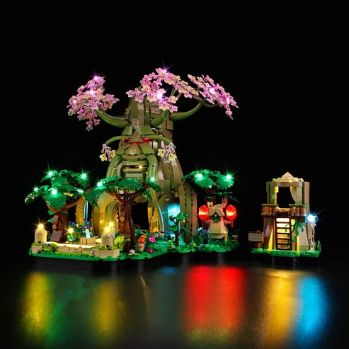 LEGO 77092 大デクの樹 2-in-1 ミラーアクリル展示ケース リングライト＆UVプリント背景付き - 防塵ショーケース