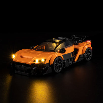 LEGO 77257 McLaren W1 Spiegel-Acryl-Vitrine mit Ringlicht & UV-bedrucktem Hintergrund - Staubdichte Präsentationsvitrine