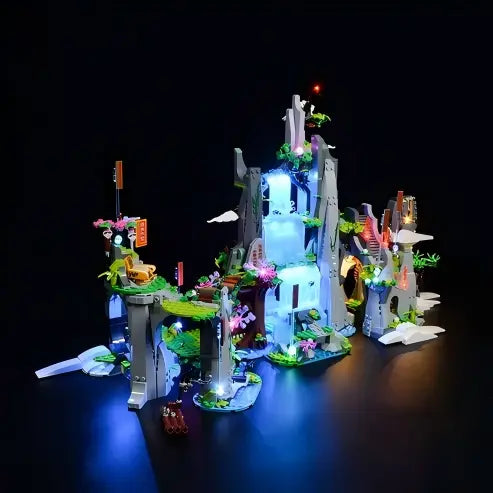 LEGO 80024 A Lendária Montanha da Fruta da Flor Caixa de Exibição de Acrílico com Espelho com Luz de Anel e Fundo Impresso em UV - Vitrine à Prova de Poeira
