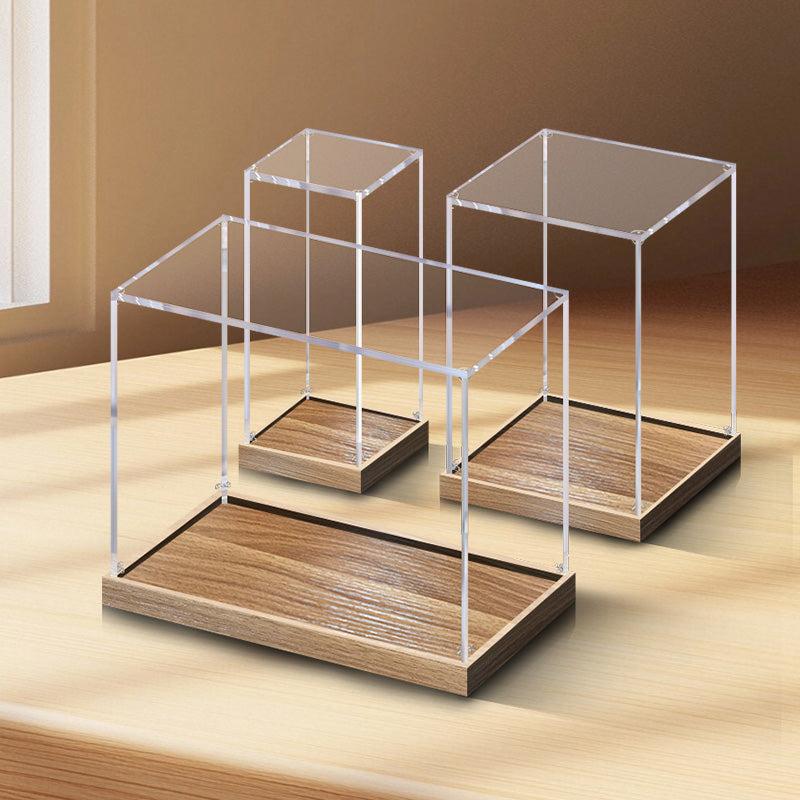 Scoparius 2cm Holzmaserung-Ausstellungsbox - Kunst-Auslagetischbox für Modelle & Skulpturen (jede Größe)