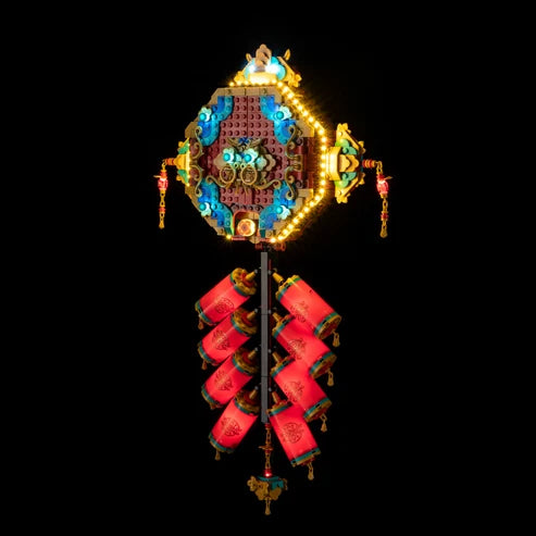 LEGO 80118 Fortune Firecracker Coffret de Présentation Miroir en Acrylique avec Lumière Annulaire et Fond UV - Vitrine Anti-Poussière
