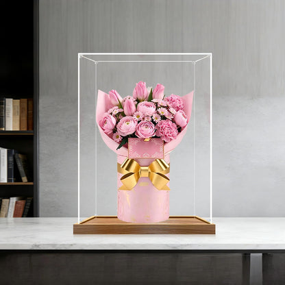 LEGO 10374 Bouquet of Pink Roses Mirror Display Case with Wood Grain Base